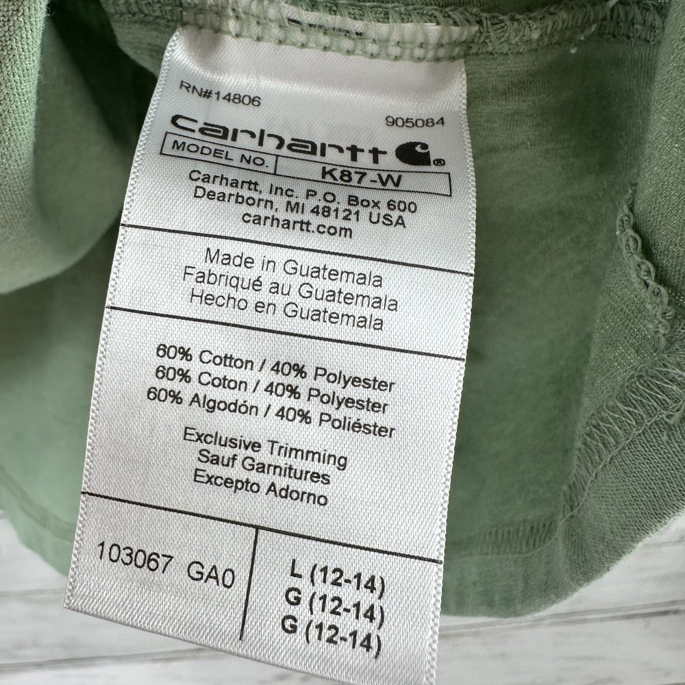 Carhartt T-Shirt Womens Large short sleeve Work‎ casual Loose fit Green K87-W - Picture 4 of 10